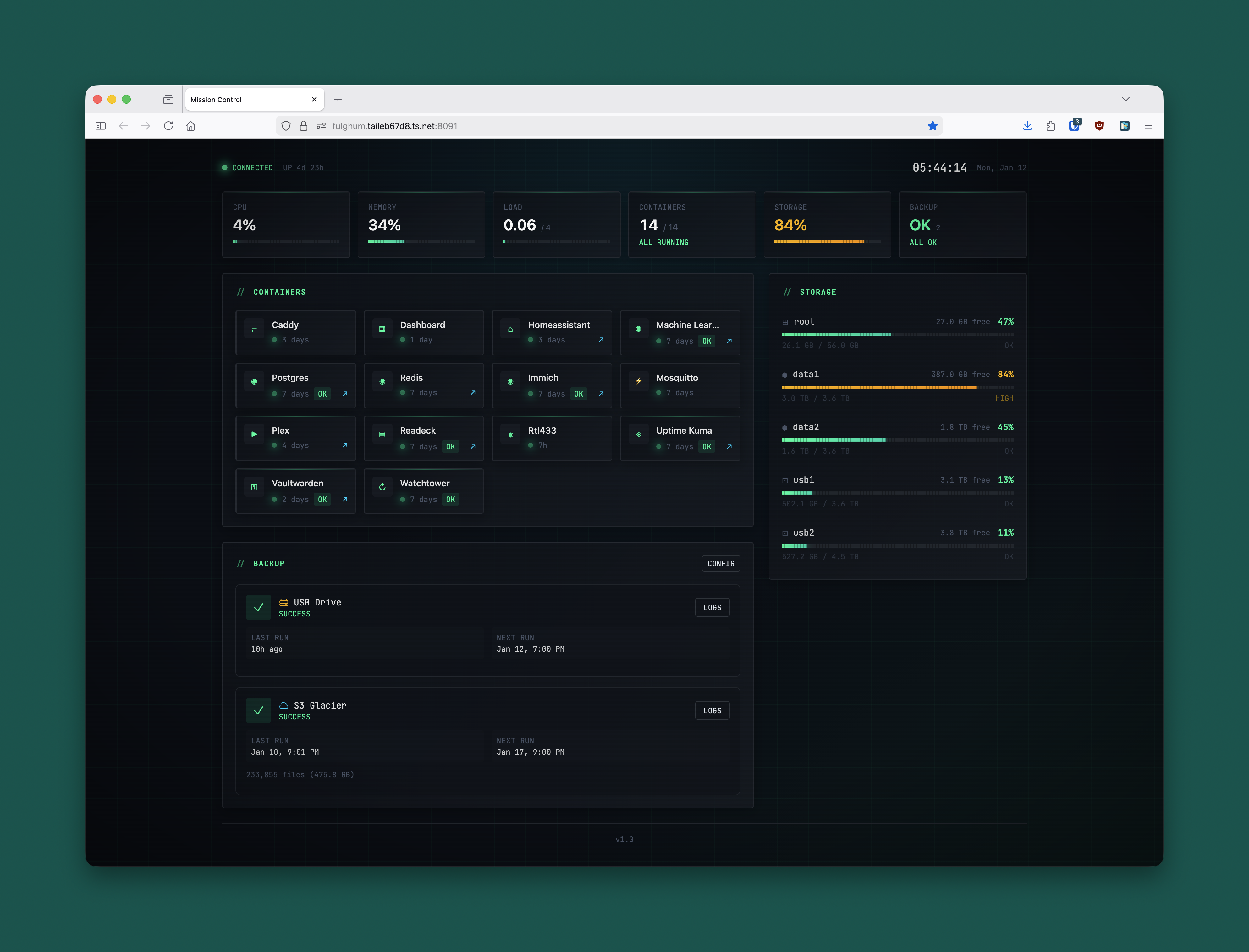 Claude Code one-shotted a custom dashboard for the entire server