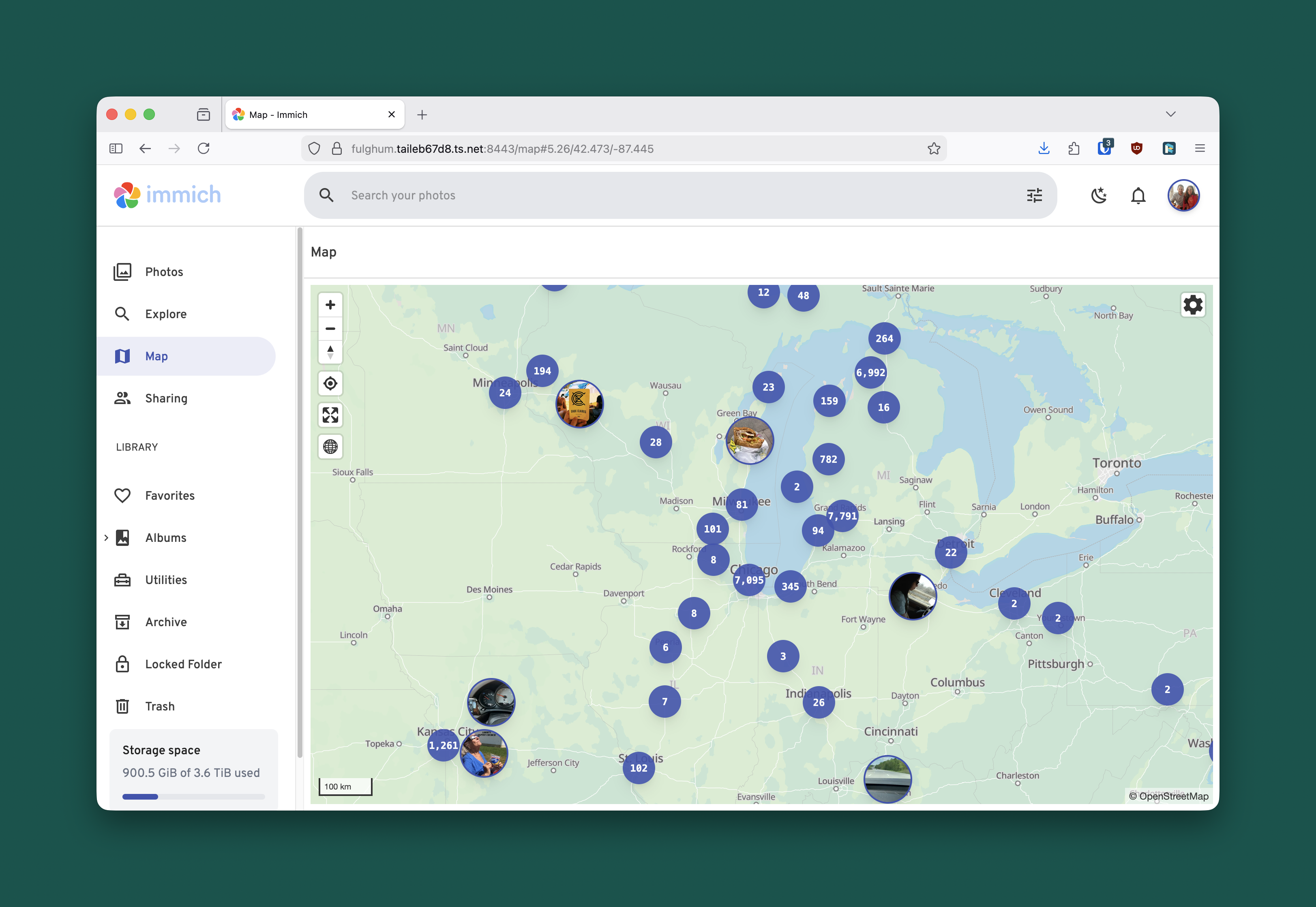 Immich photo timeline interface